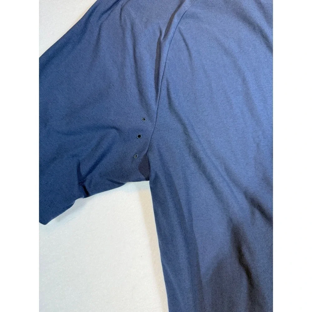 Adidas Mens Primegreen Polo Shirt Medium Navy Blue Short Sleeve Golf